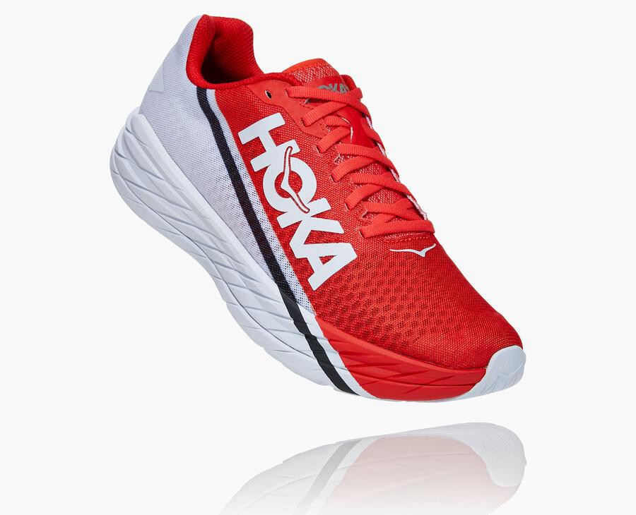 Hoka Rocket X - Women's Running Shoes - Red/White - UK 815PIVHRJ